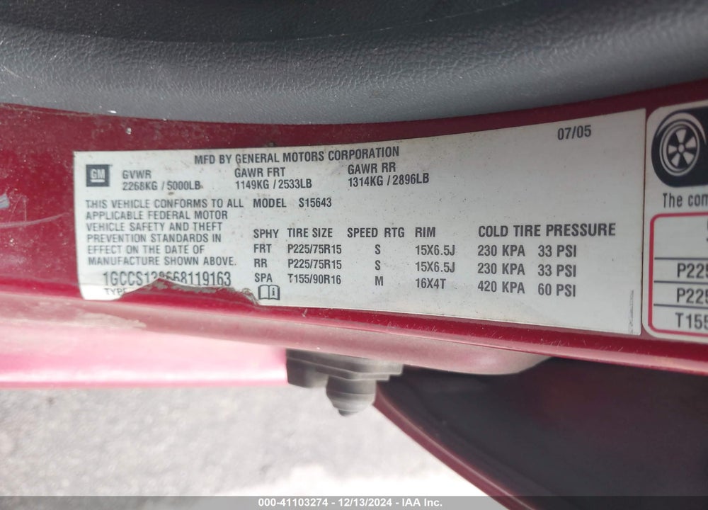 2006 CHEVROLET COLORADO LT VIN: 1GCCS138668119163