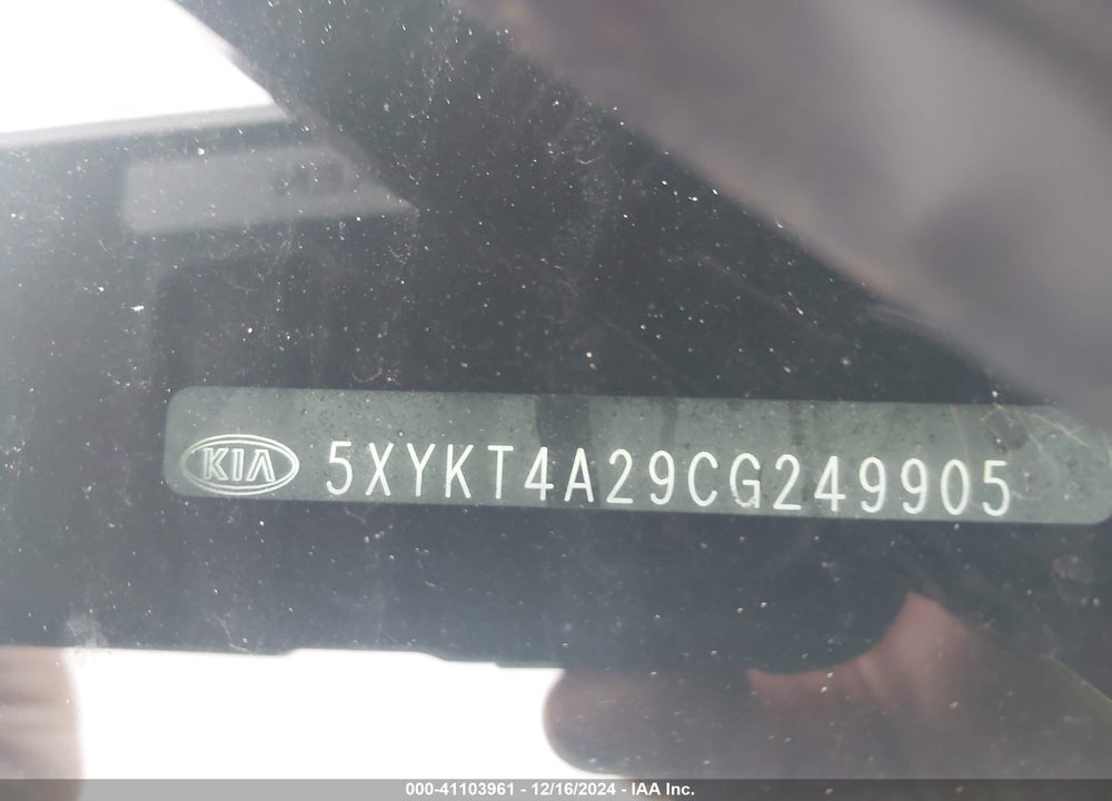 2012 KIA SORENTO LX V6 VIN: 5XYKT4A29CG249905