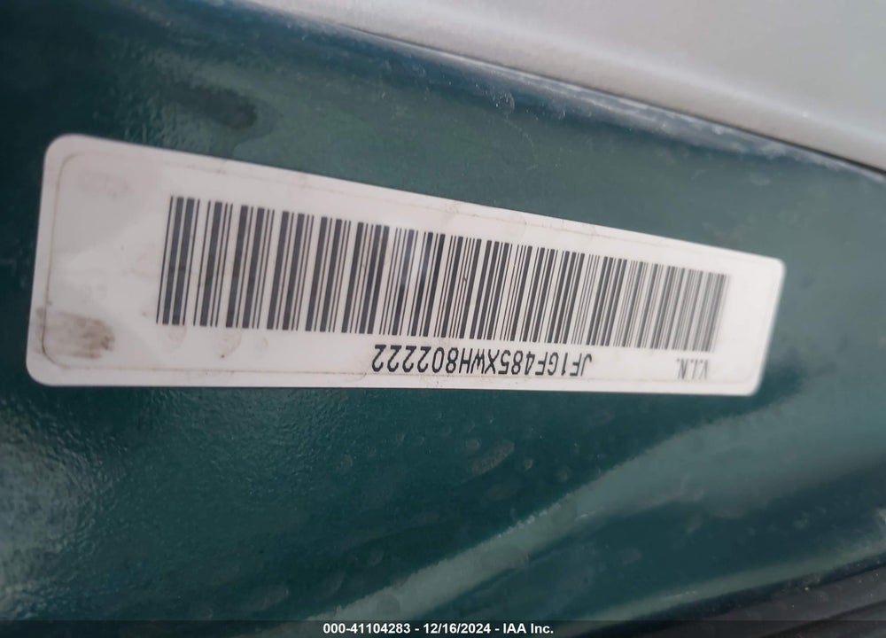 1998 SUBARU IMPREZA OUTBACK SPORT VIN: JF1GF485XWH802222