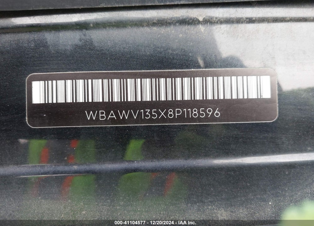 2008 BMW 328I VIN: WBAWV135X8P118596