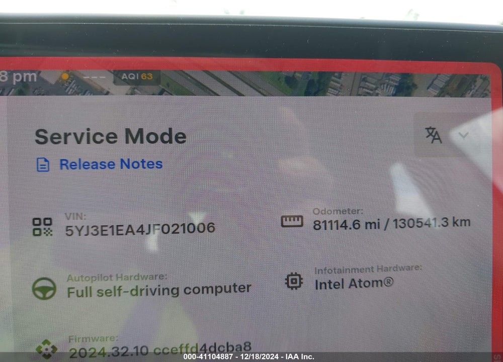 2018 TESLA MODEL 3 LONG RANGE/MID RANGE VIN: 5YJ3E1EA4JF021006