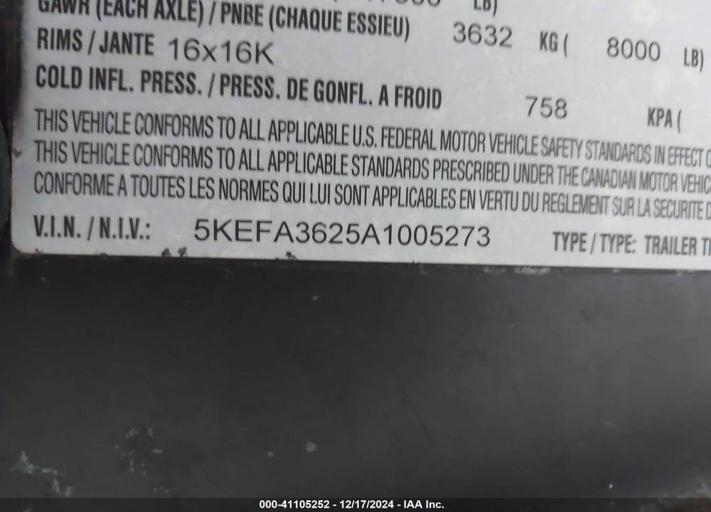 2010 DRV MOBILE SUITES FIFTH VIN: 5KEFA3625A1005273