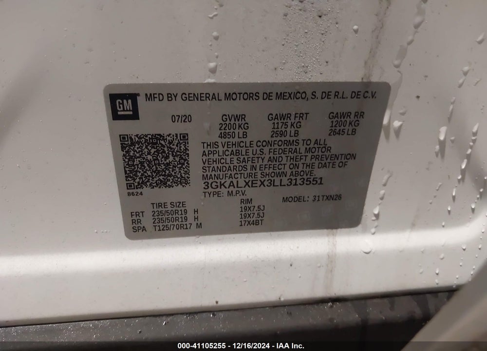 2020 GMC TERRAIN AWD DENALI VIN: 3GKALXEX3LL313551