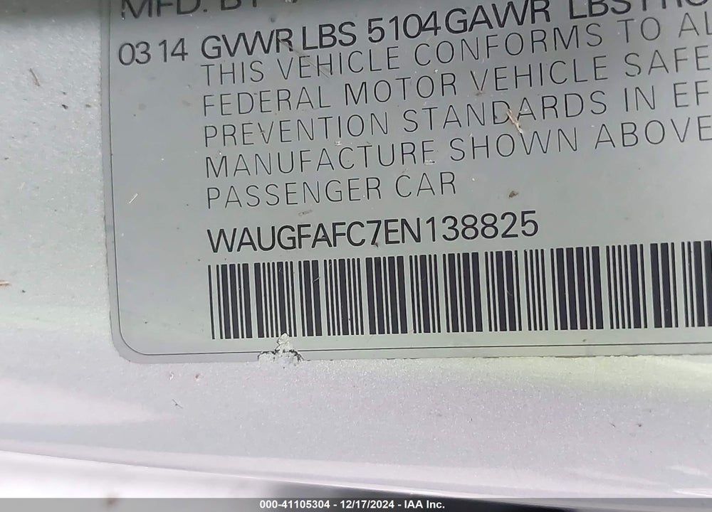 2014 AUDI A6 VIN: WAUGFAFC7EN138825