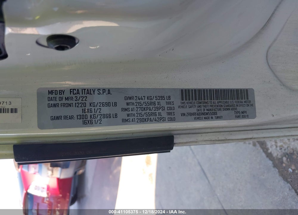 2022 RAM PROMASTER CITY WAGON VIN: ZFBHRFABXN6W55088