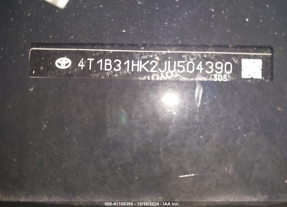2018 TOYOTA CAMRY HYBRID LE VIN: 4T1B31HK2JU504390
