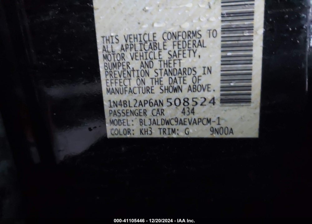 2010 NISSAN ALTIMA 3.5 SR VIN: 1N4BL2AP6AN508524