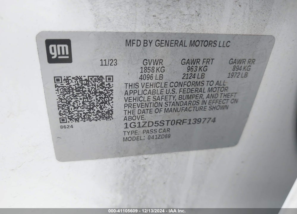2024 CHEVROLET MALIBU FWD 1LT VIN: 1G1ZD5ST0RF139774