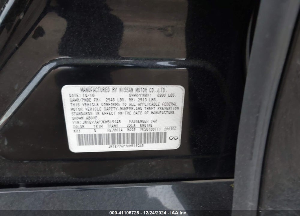 2019 INFINITI Q50 3.0T LUXE VIN: JN1EV7AP3KM515245