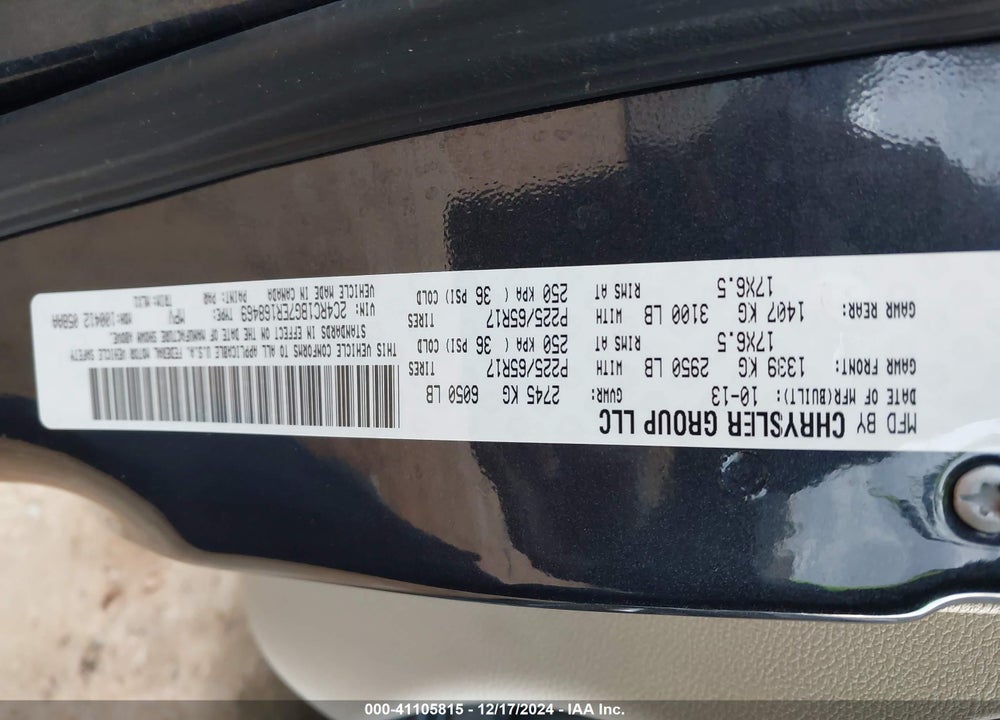 2014 CHRYSLER TOWN & COUNTRY TOURING VIN: 2C4RC1BG7ER168469