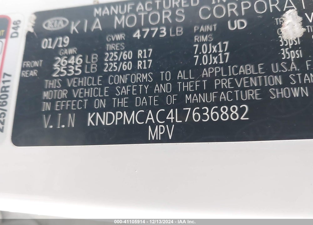 2020 KIA SPORTAGE LX VIN: KNDPMCAC4L7636882