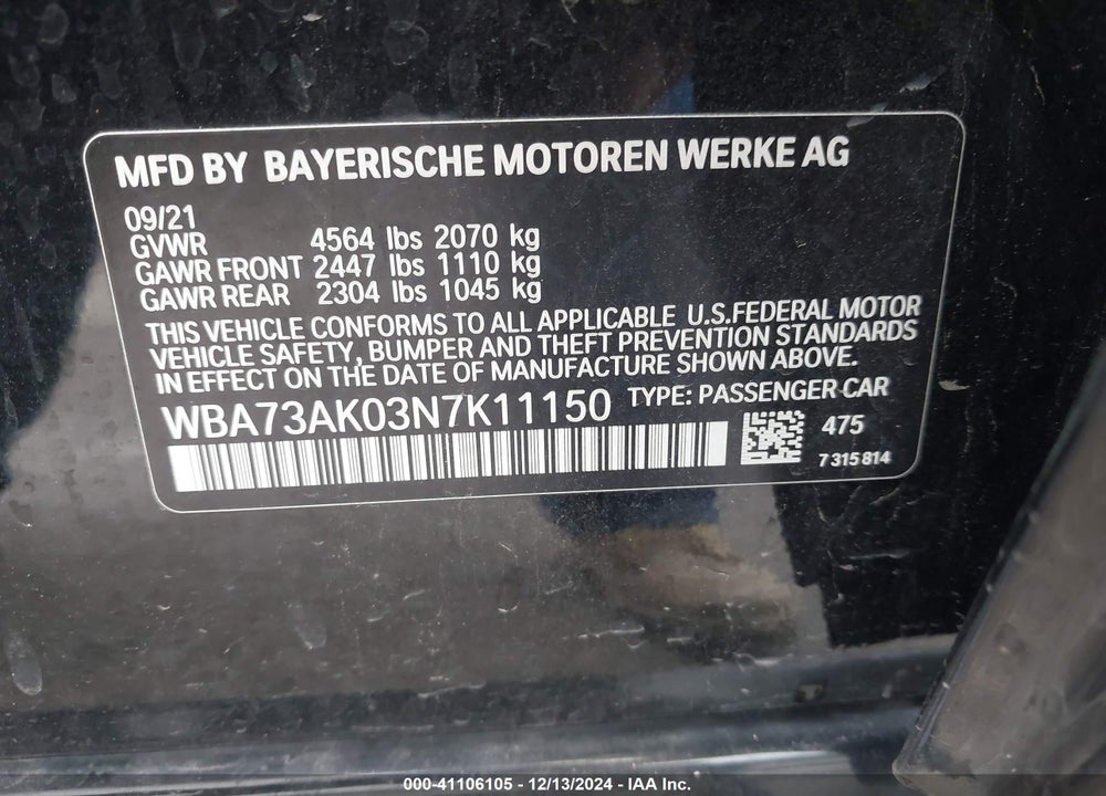 2022 BMW 2 SERIES 228I XDRIVE VIN: WBA73AK03N7K11150