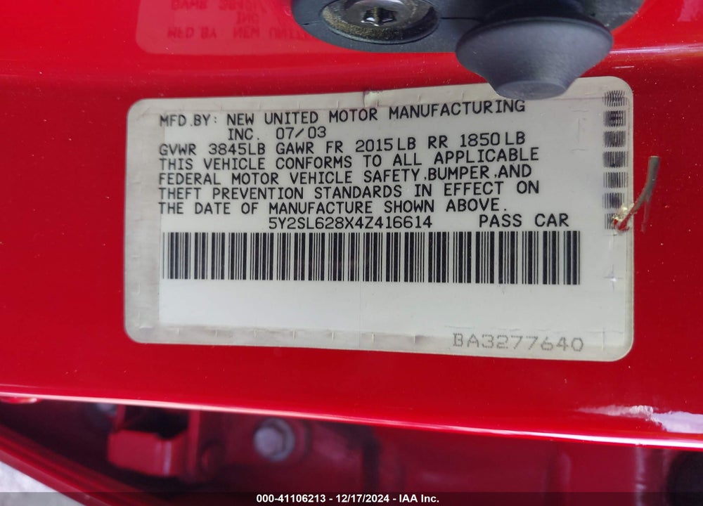2004 PONTIAC VIBE VIN: 5Y2SL628X4Z416614