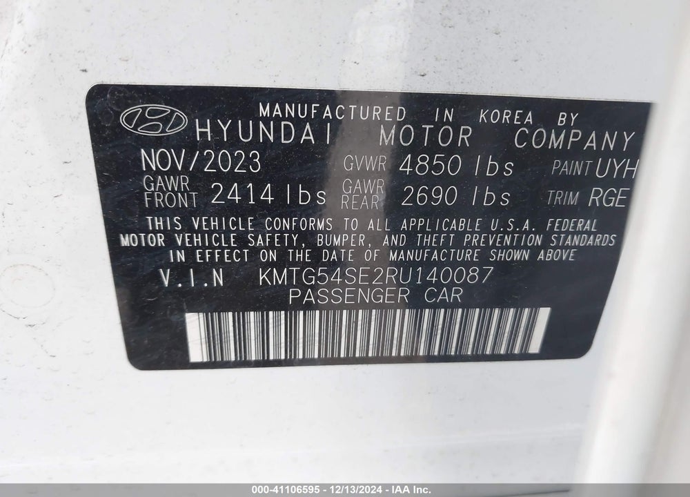 2024 GENESIS G70 VIN: KMTG54SE2RU140087