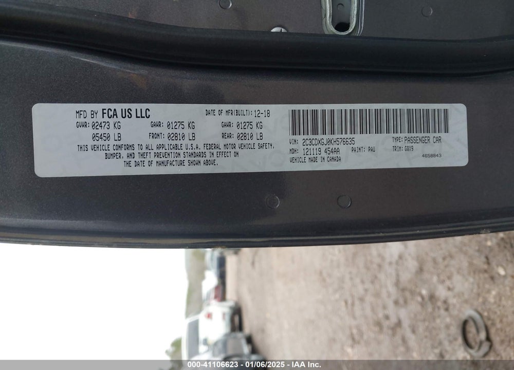 2019 DODGE CHARGER VIN: 2C3CDXGJ0KH576635
