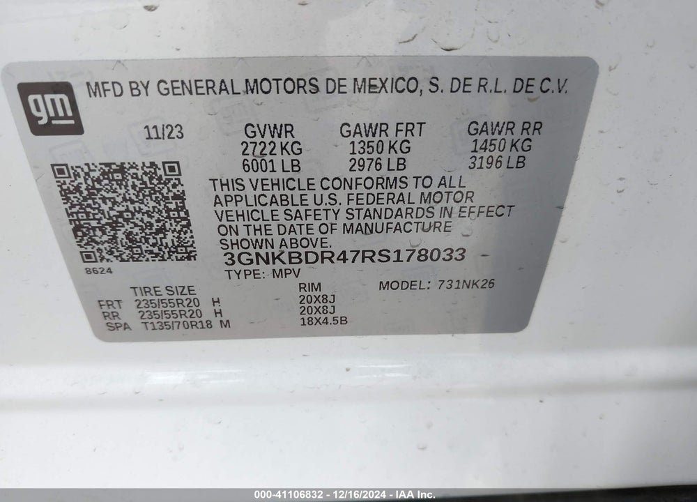 2024 CHEVROLET BLAZER FWD 3LT VIN: 3GNKBDR47RS178033