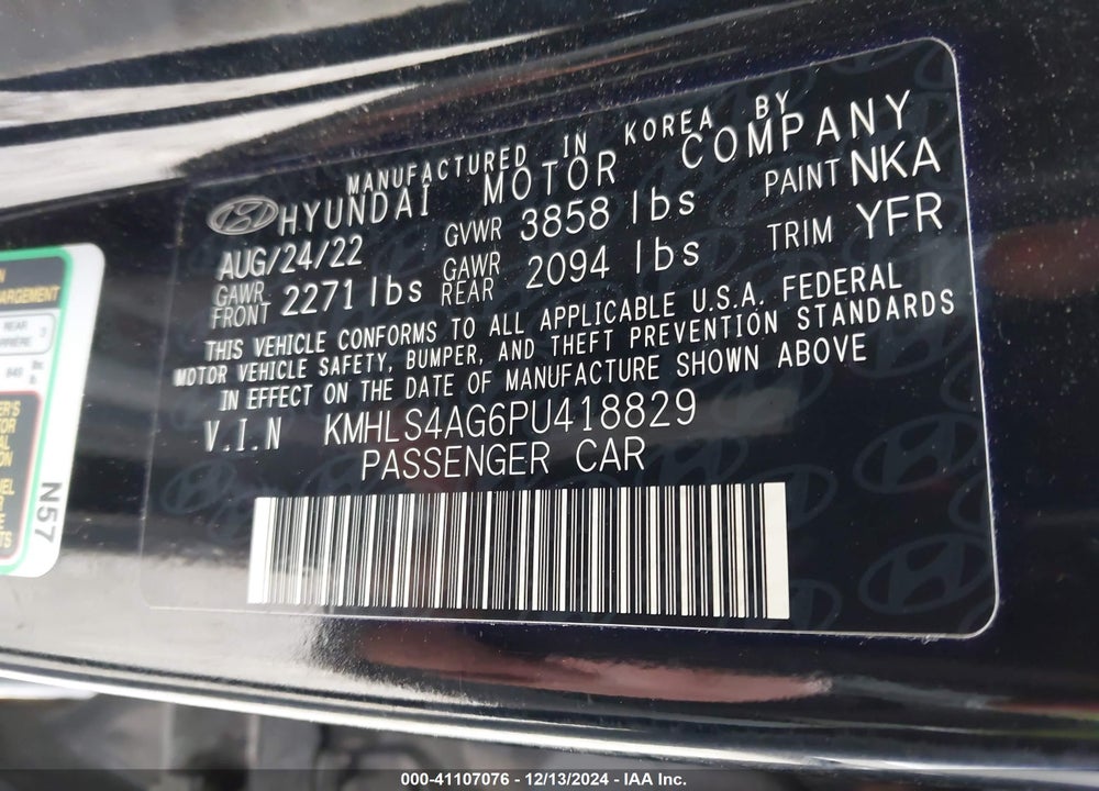 2023 HYUNDAI ELANTRA VIN: KMHLS4AG6PU418829