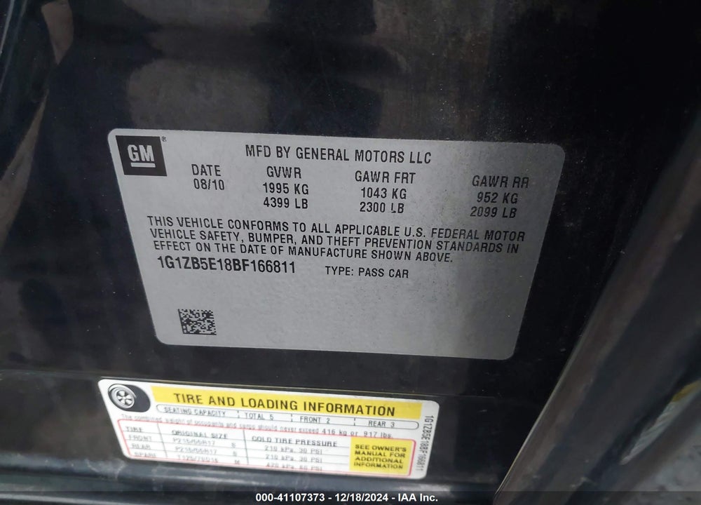 2011 CHEVROLET MALIBU LS VIN: 1G1ZB5E18BF166811