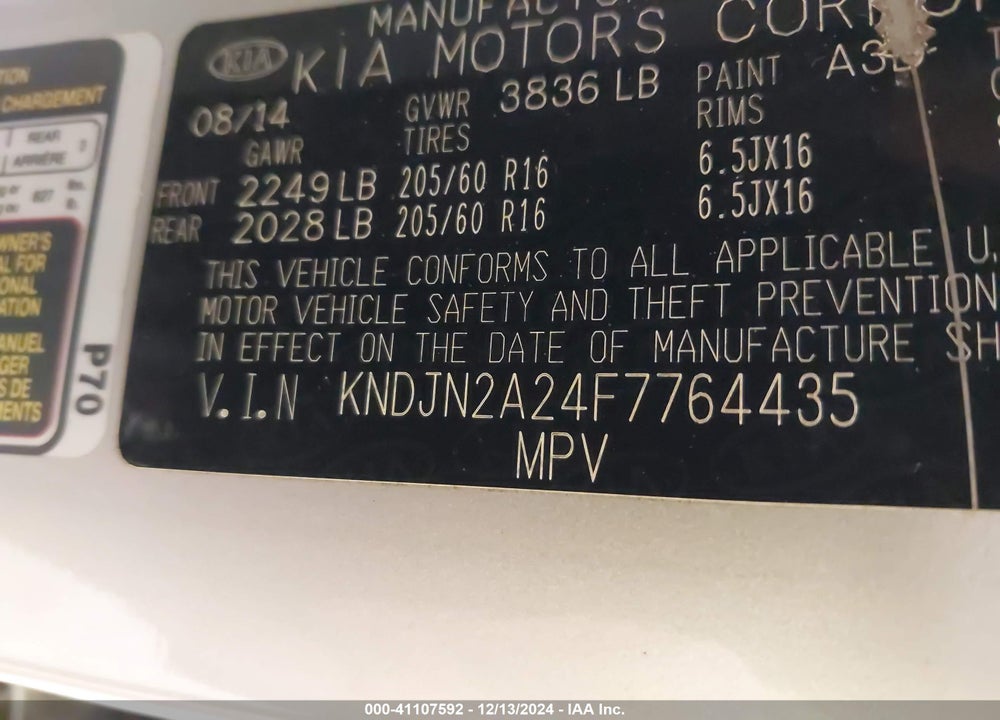 2015 KIA SOUL VIN: KNDJN2A24F7764435