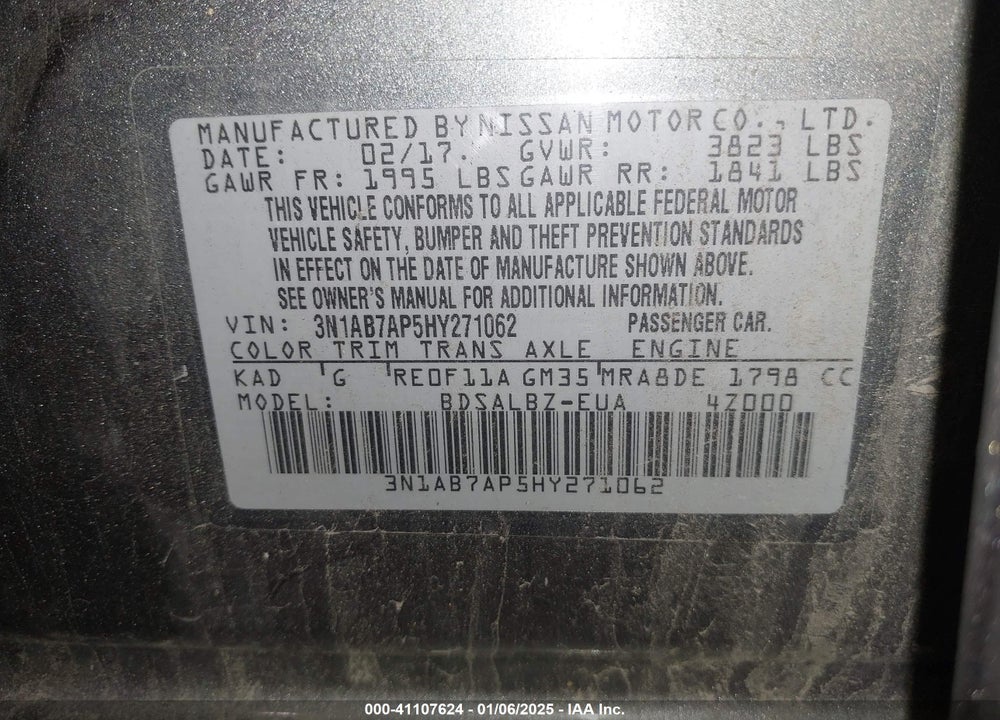 2017 NISSAN SENTRA VIN: 3N1AB7AP5HY271062