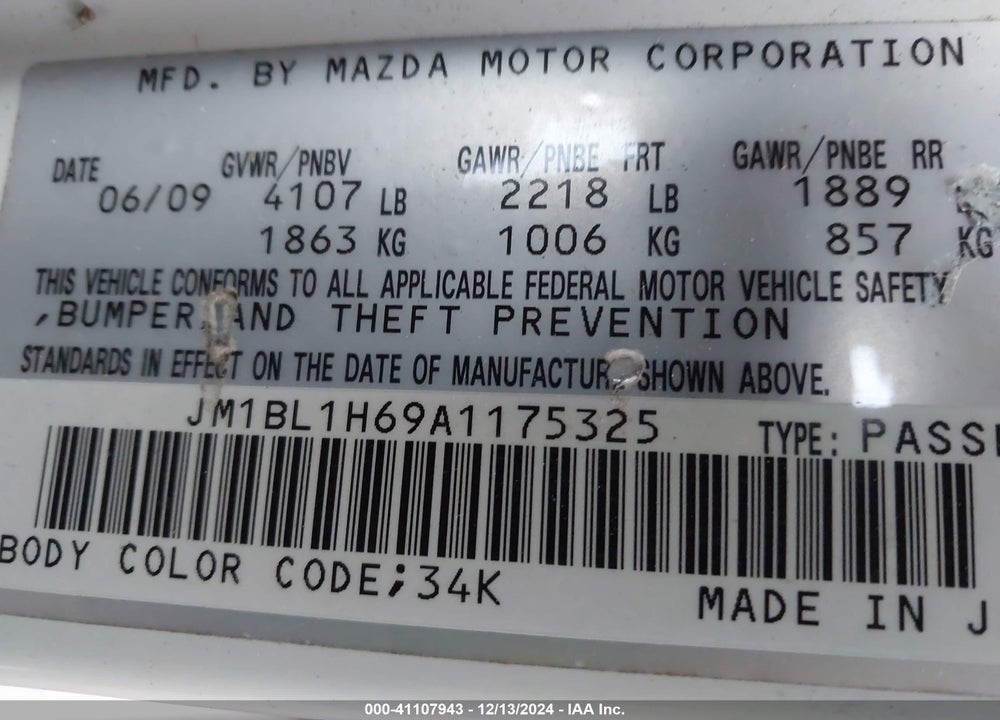 2010 MAZDA 3 S SPORT VIN: JM1BL1H69A1175325