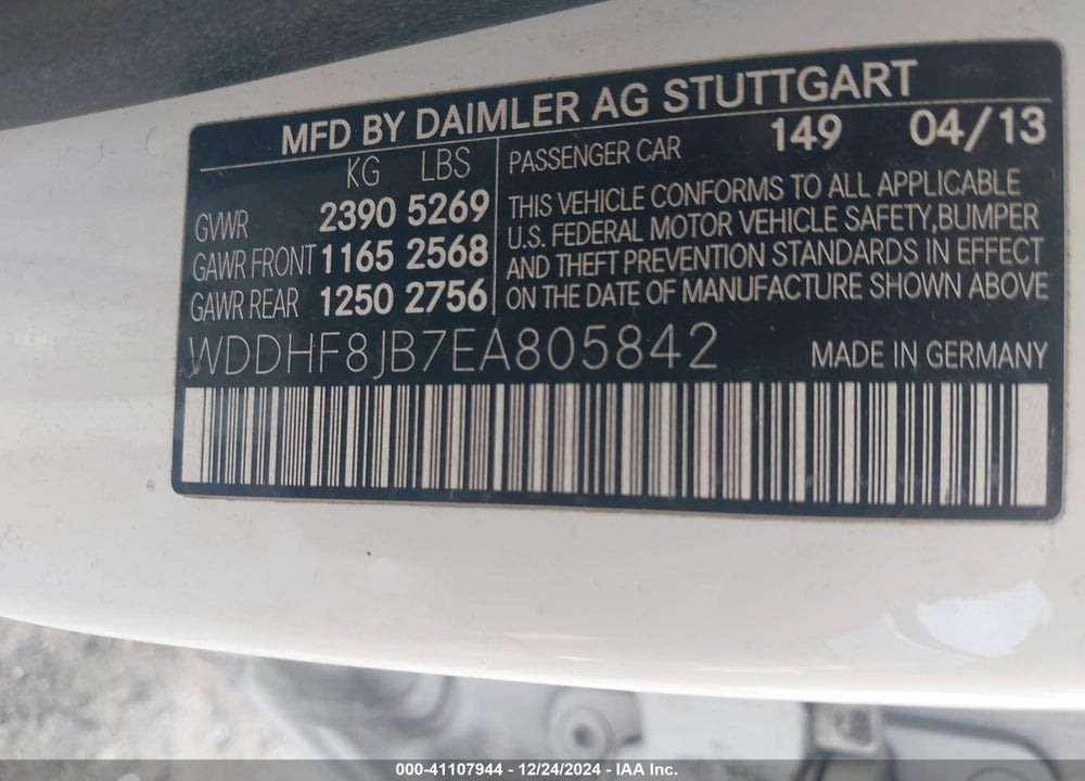 2014 MERCEDES-BENZ E 350 4MATIC VIN: WDDHF8JB7EA805842