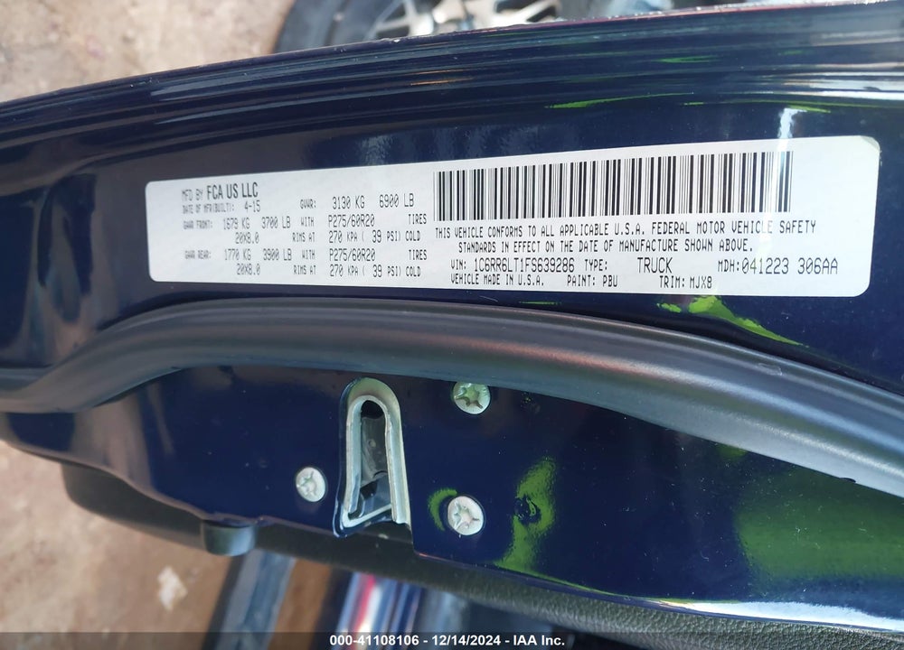 2015 RAM 1500 VIN: 1C6RR6LT1FS639286
