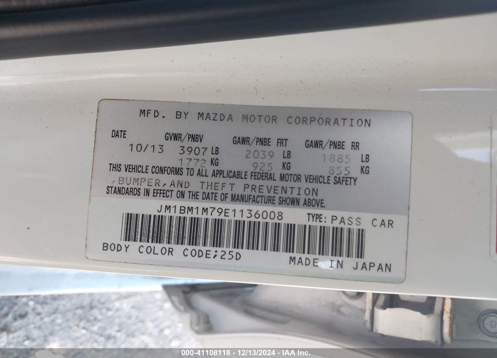 2014 MAZDA MAZDA3 VIN: JM1BM1M79E1136008
