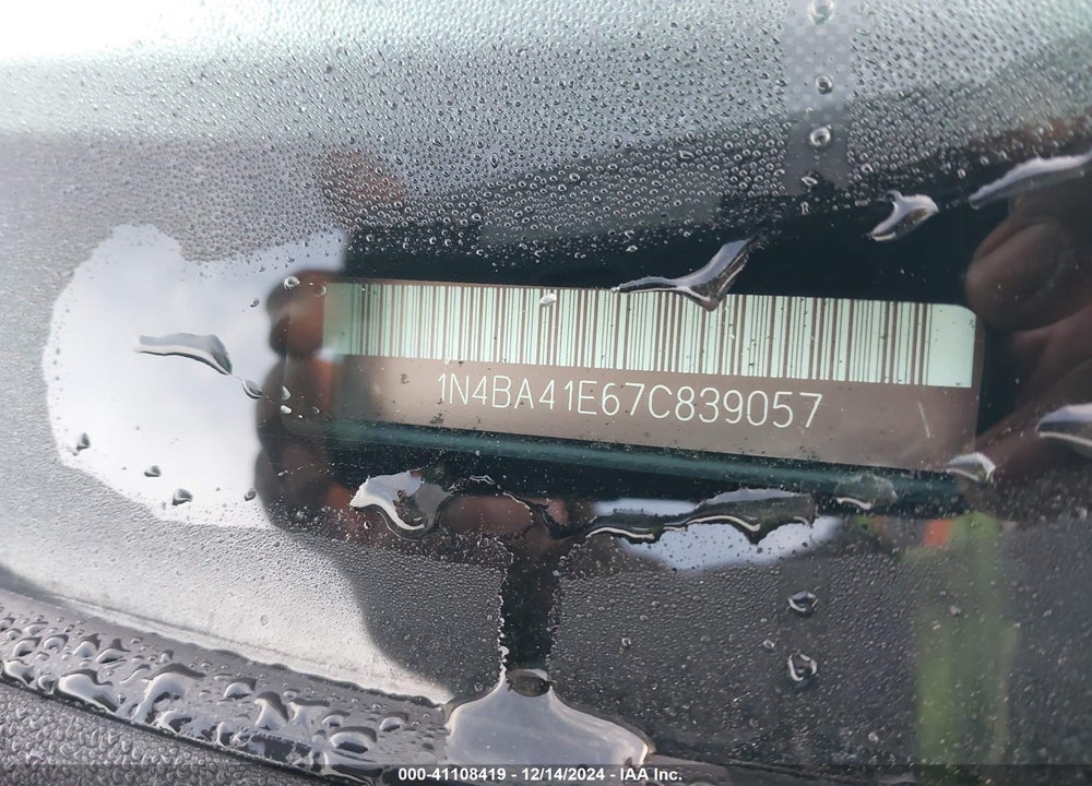 2007 NISSAN MAXIMA 3.5 SE VIN: 1N4BA41E67C839057