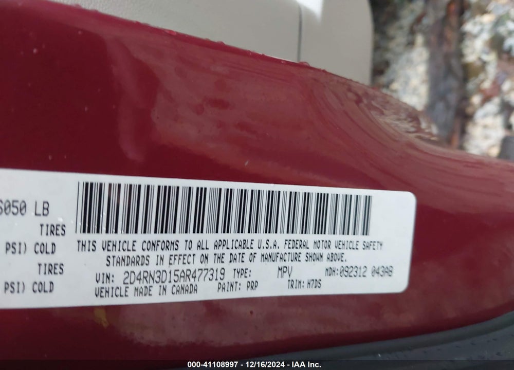 2010 DODGE GRAND CARAVAN HERO VIN: 2D4RN3D15AR477319