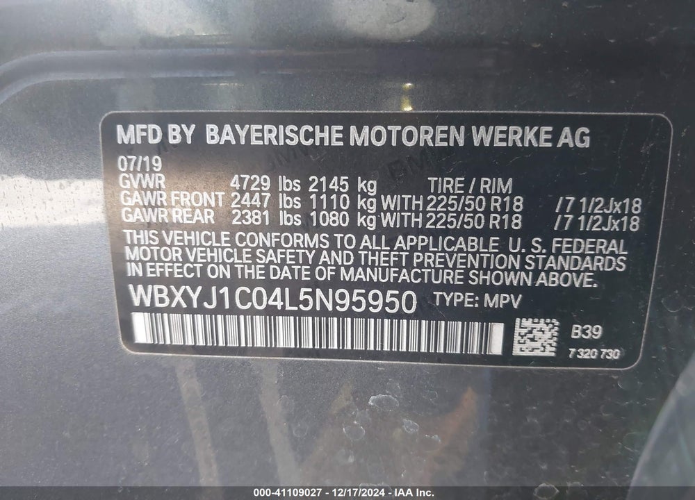 2020 BMW X2 XDRIVE28I VIN: WBXYJ1C04L5N95950
