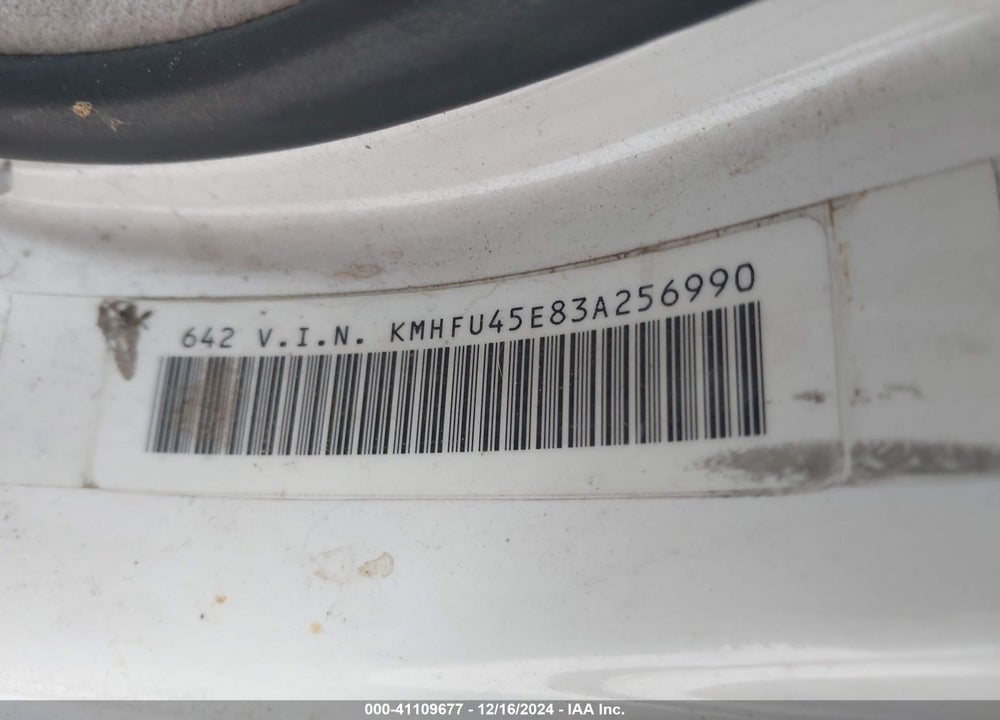 2003 HYUNDAI XG350 L VIN: KMHFU45E83A256990