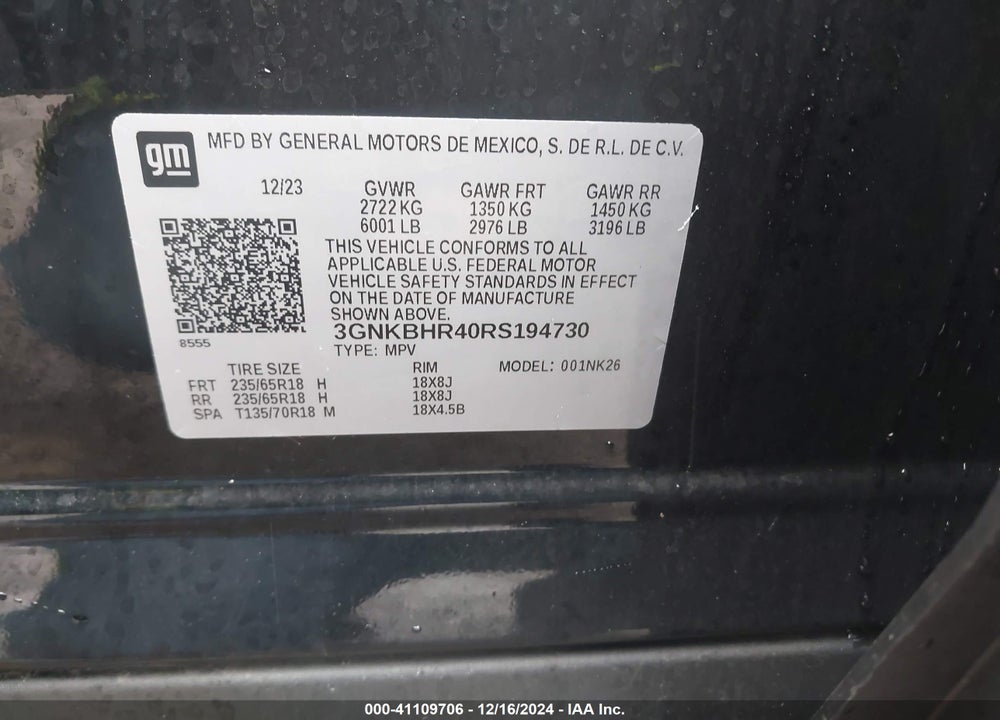 2024 CHEVROLET BLAZER AWD 2LT VIN: 3GNKBHR40RS194730