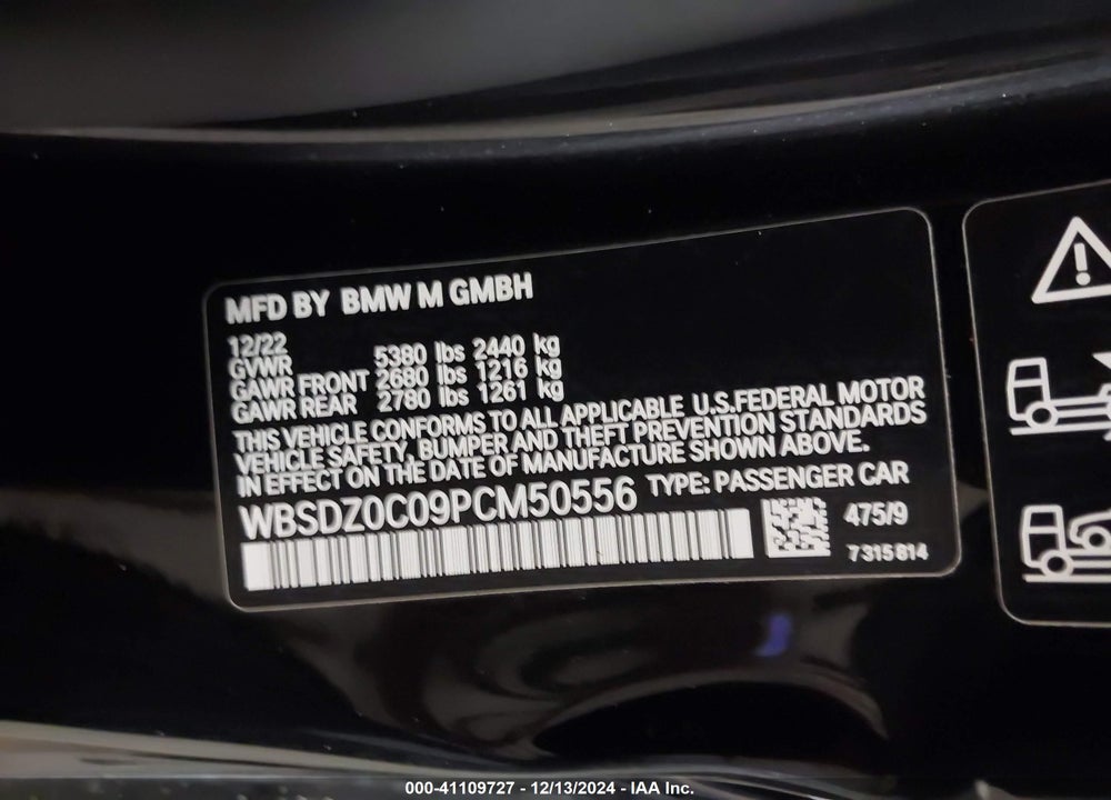 2023 BMW M8 CABRIOLET COMPETITION VIN: WBSDZ0C09PCM50556