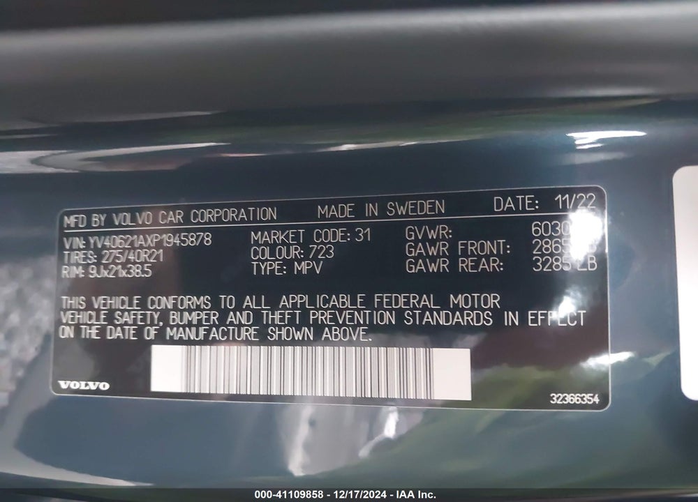 2023 VOLVO XC90 B6 ULTIMATE 6-SEATER VIN: YV40621AXP1945878