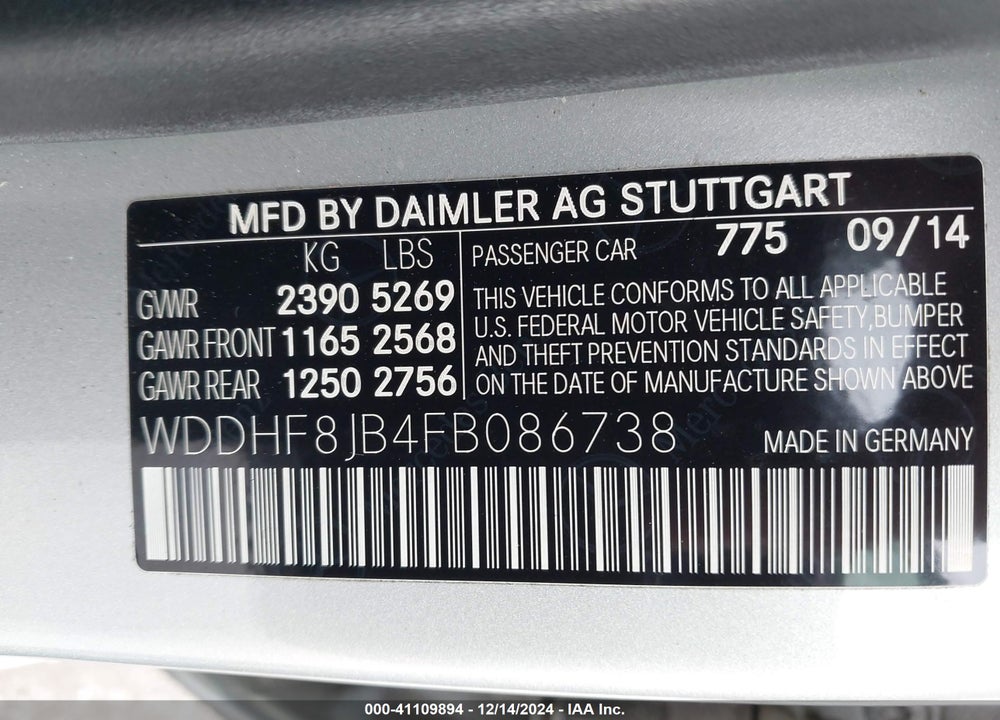 2015 MERCEDES-BENZ E 350 4MATIC VIN: WDDHF8JB4FB086738