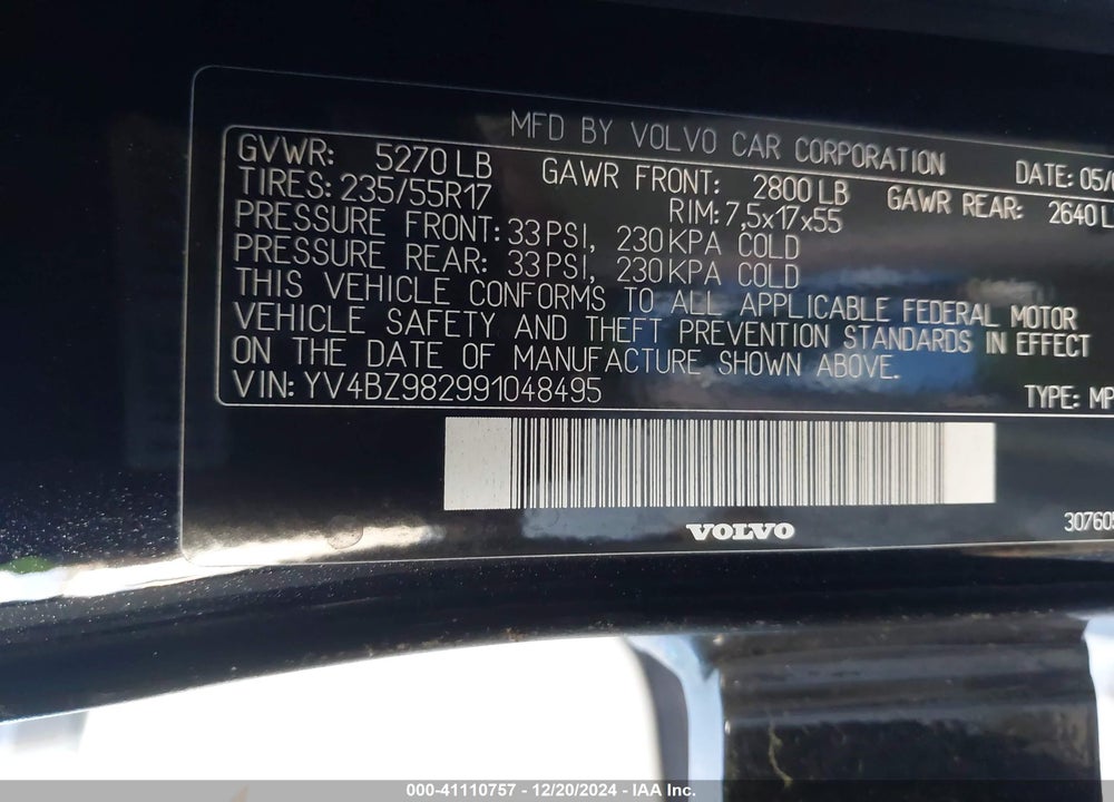 2009 VOLVO XC70 VIN: YV4BZ982991048495