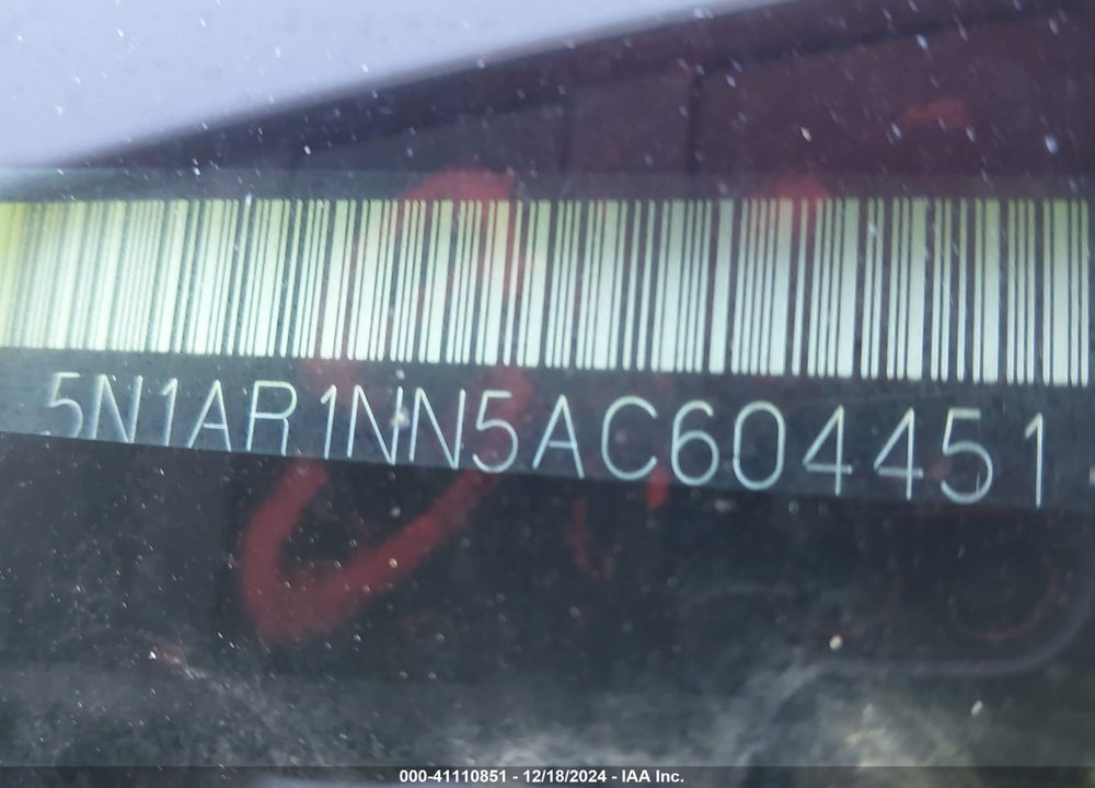 2010 NISSAN PATHFINDER SE VIN: 5N1AR1NN5AC604451