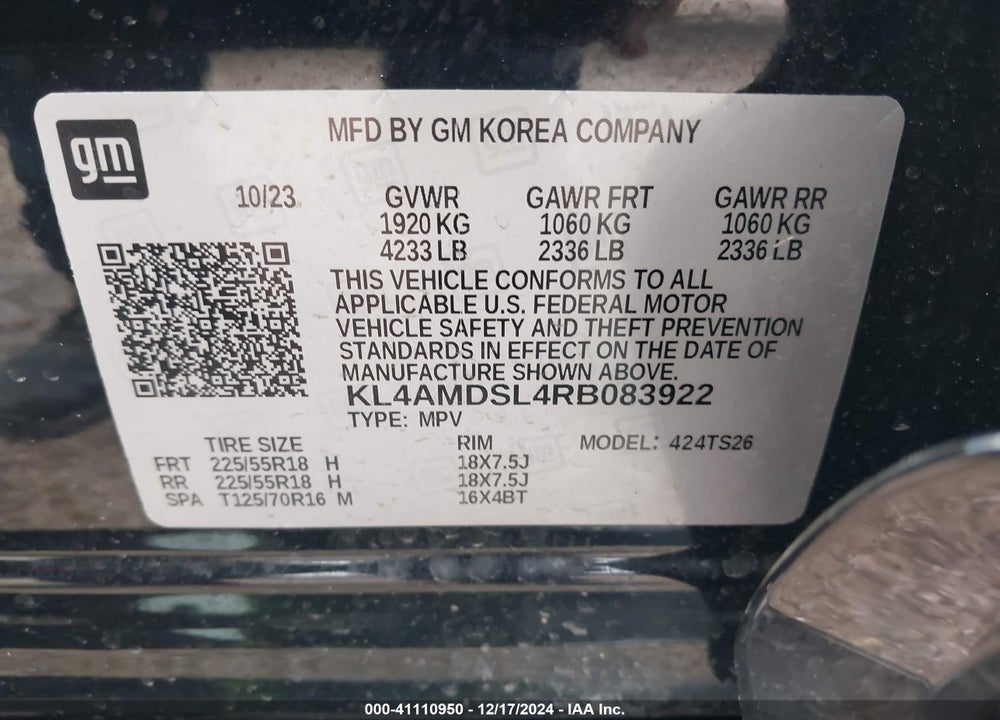 2024 BUICK ENCORE GX SPORT TOURING FWD VIN: KL4AMDSL4RB083922