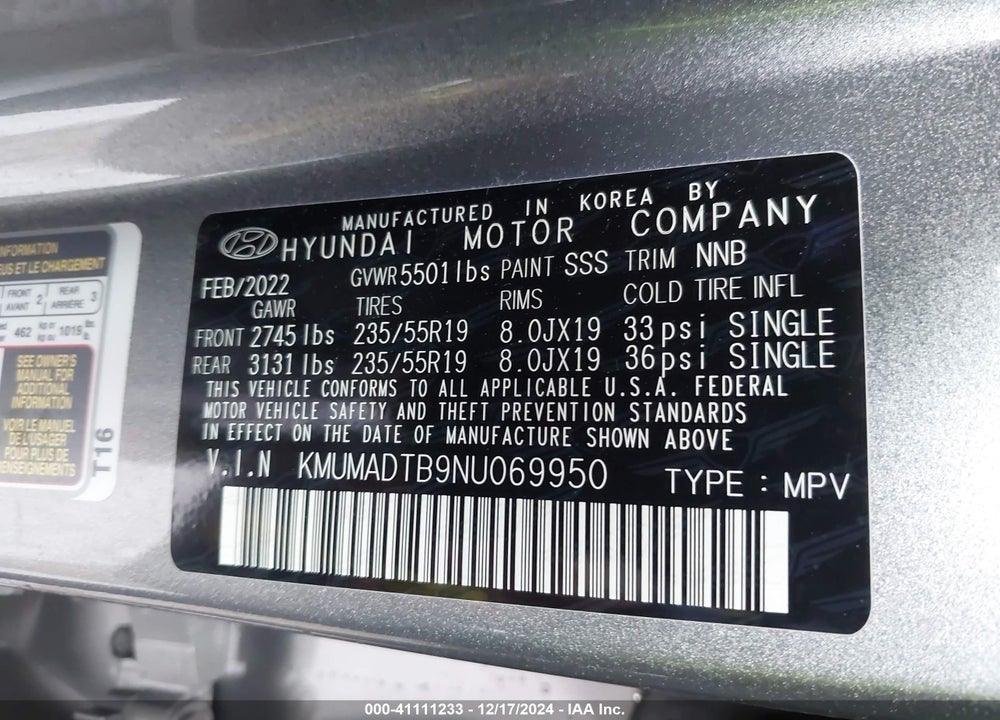 2022 GENESIS GV70 2.5T AWD VIN: KMUMADTB9NU069950