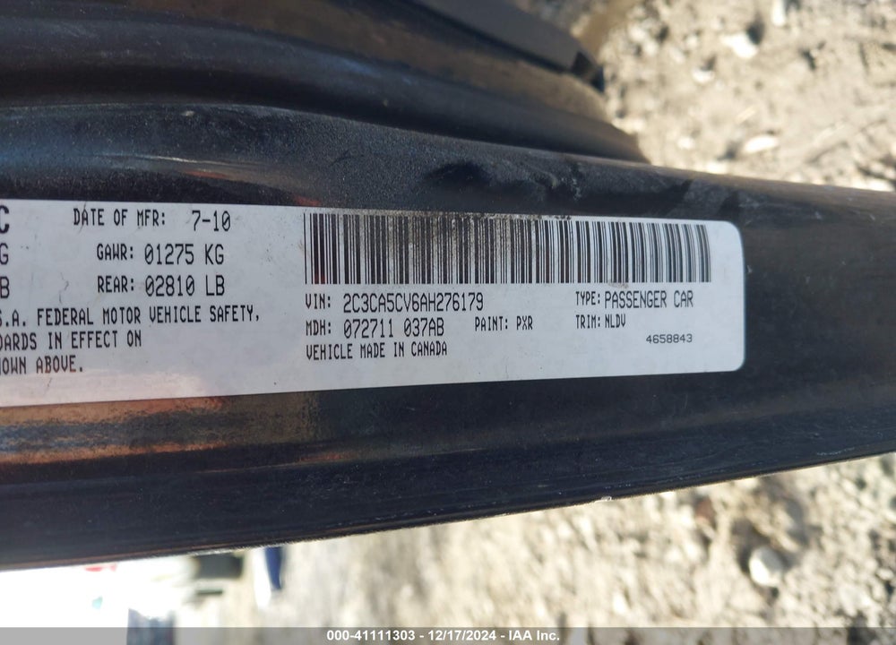 2010 CHRYSLER 300 VIN: 2C3CA5CV6AH276179
