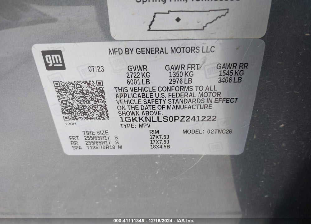 2023 GMC ACADIA AWD AT4 VIN: 1GKKNLLS0PZ241222