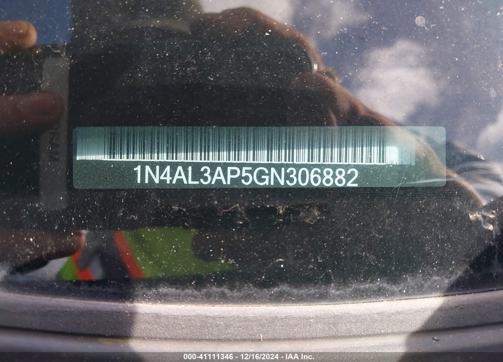 2016 NISSAN ALTIMA 2.5/2.5 S/2.5 SL/2.5 SR/2.5 SV VIN: 1N4AL3AP5GN306882