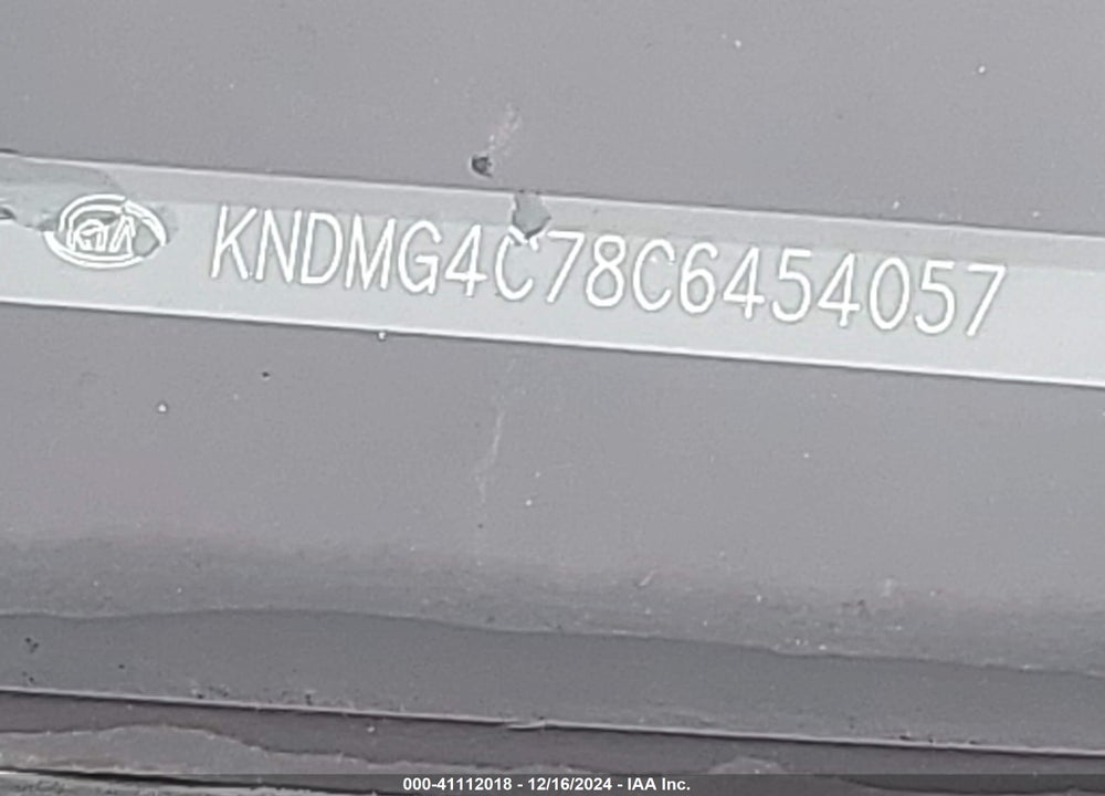 2012 KIA SEDONA LX VIN: KNDMG4C78C6454057