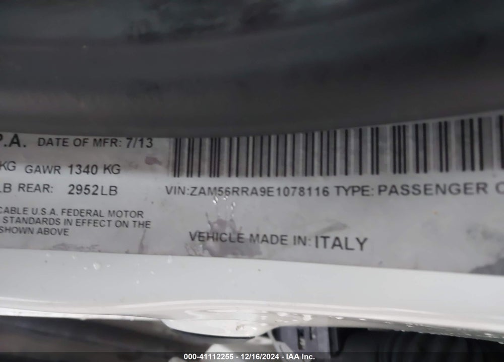 2014 MASERATI QUATTROPORTE S Q4 VIN: ZAM56RRA9E1078116