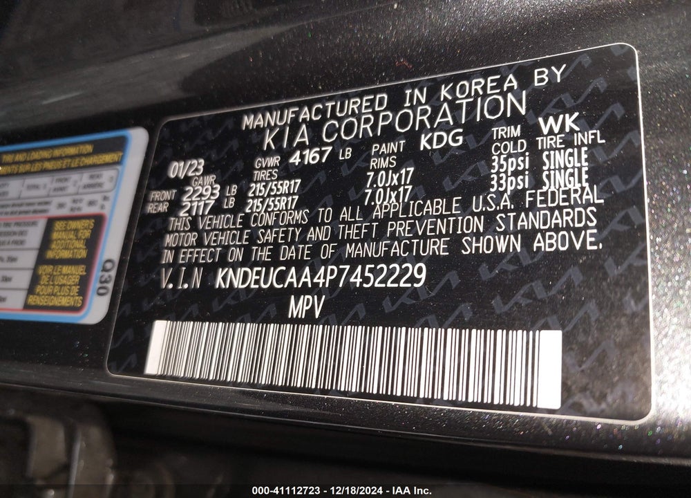 2023 KIA SELTOS S VIN: KNDEUCAA4P7452229