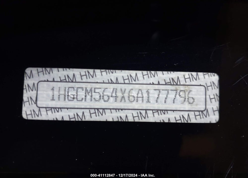 2006 HONDA ACCORD VIN: 1HGCM564X6A177796