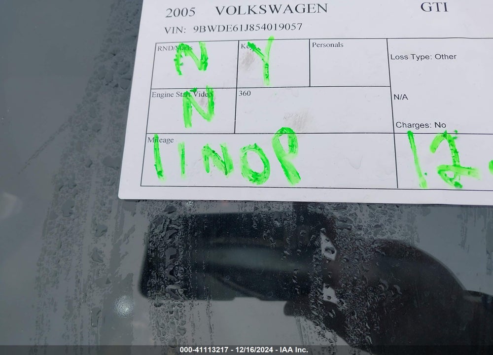 2005 VOLKSWAGEN GTI 1.8T VIN: 9BWDE61J854019057