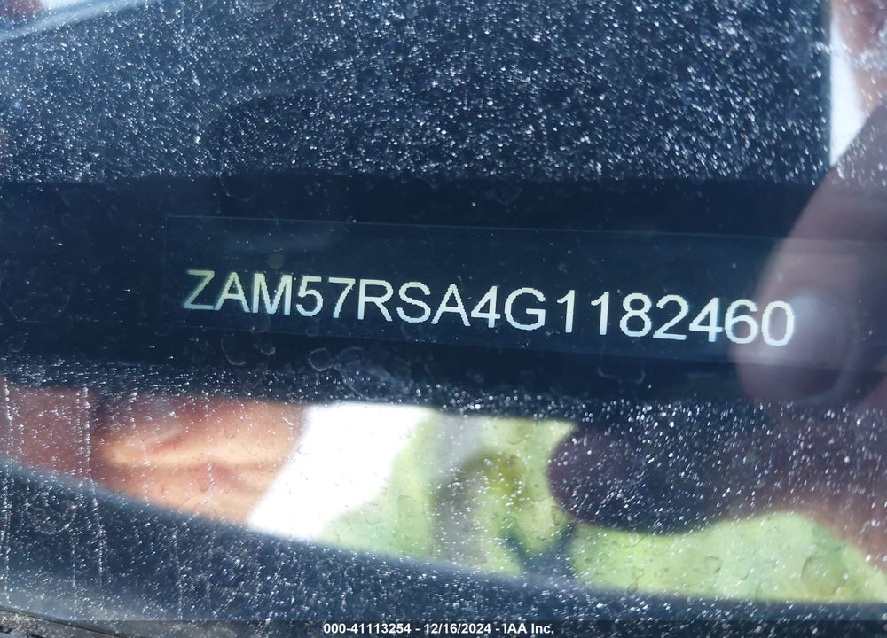 2016 MASERATI GHIBLI VIN: ZAM57RSA4G1182460