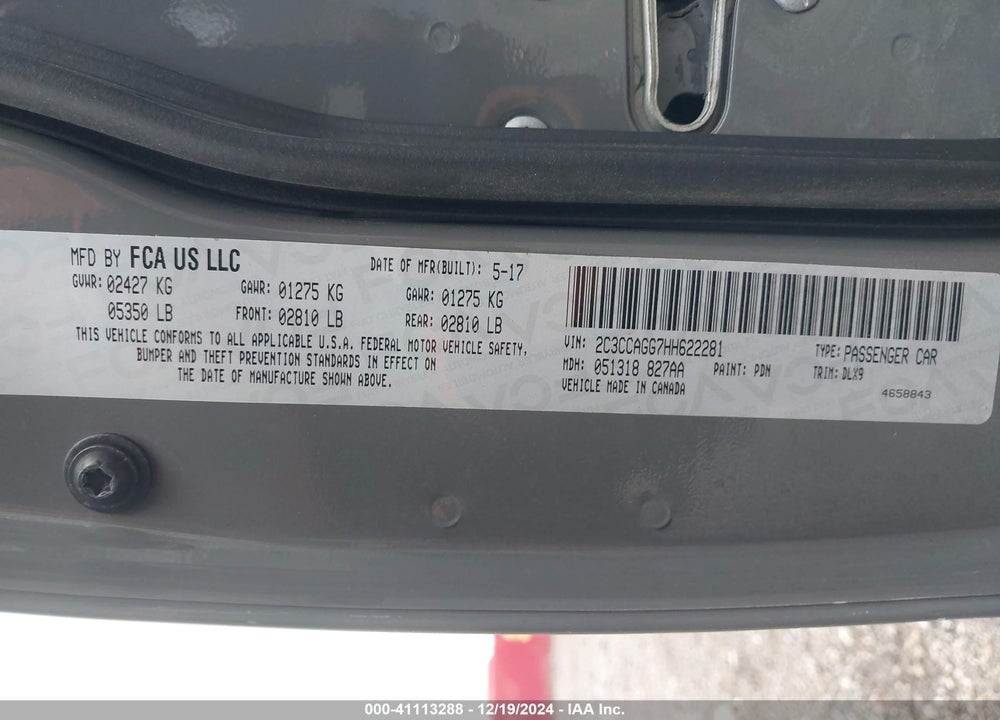 2017 CHRYSLER 300 300S AWD VIN: 2C3CCAGG7HH622281